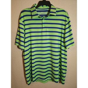 Under Armour Men's Polo Shirt Size Large Green Blue Stripe Short Sleeve Golf